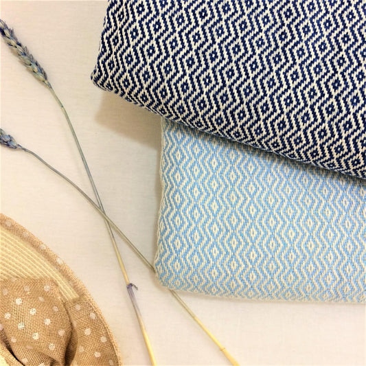 Handgewebte Decke Marmaris blau hellblau nachhaltig und fair produziert